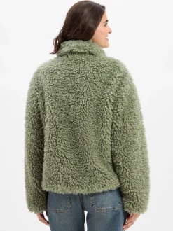 Amber & June Damen Teddyjacke in erbse
