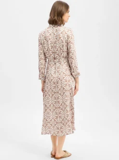 Ambiance Damen Blusenkleid in ecru taupe - Länge: lang