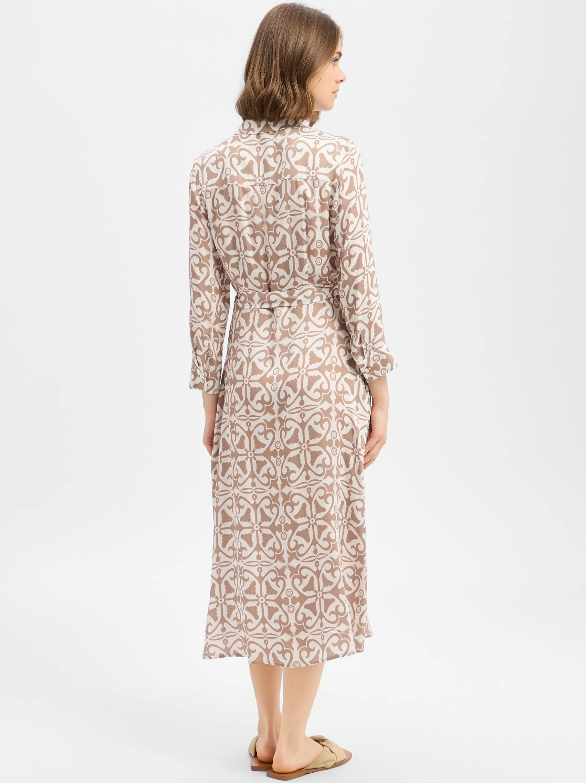Ambiance Damen Blusenkleid in ecru taupe - Länge: lang