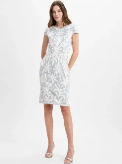Ambiance Damen Cocktailkleid in grau weiß - Länge: kurz