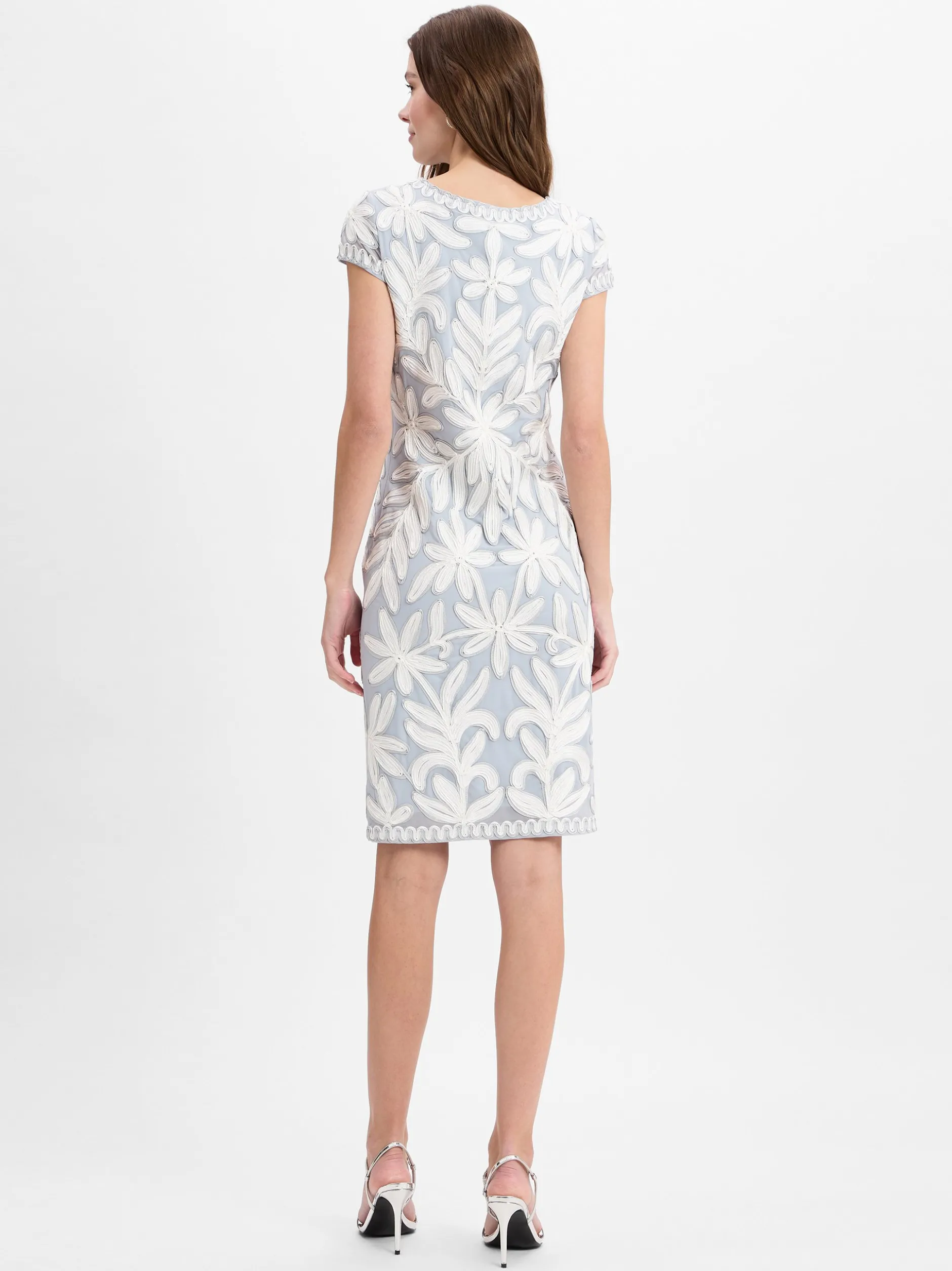 Ambiance Damen Cocktailkleid in grau weiß - Länge: kurz