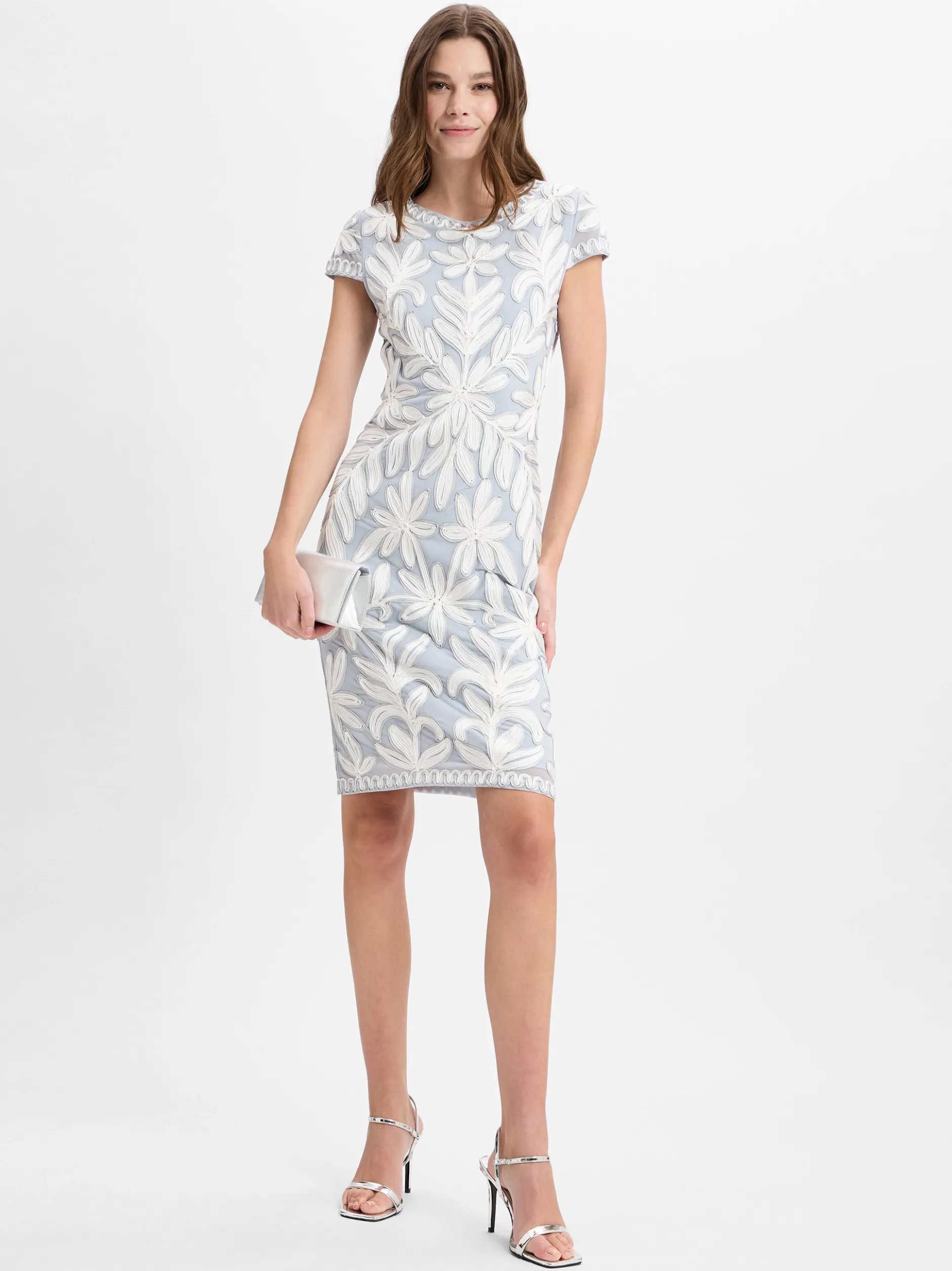 Ambiance Damen Cocktailkleid in grau weiß - Länge: kurz