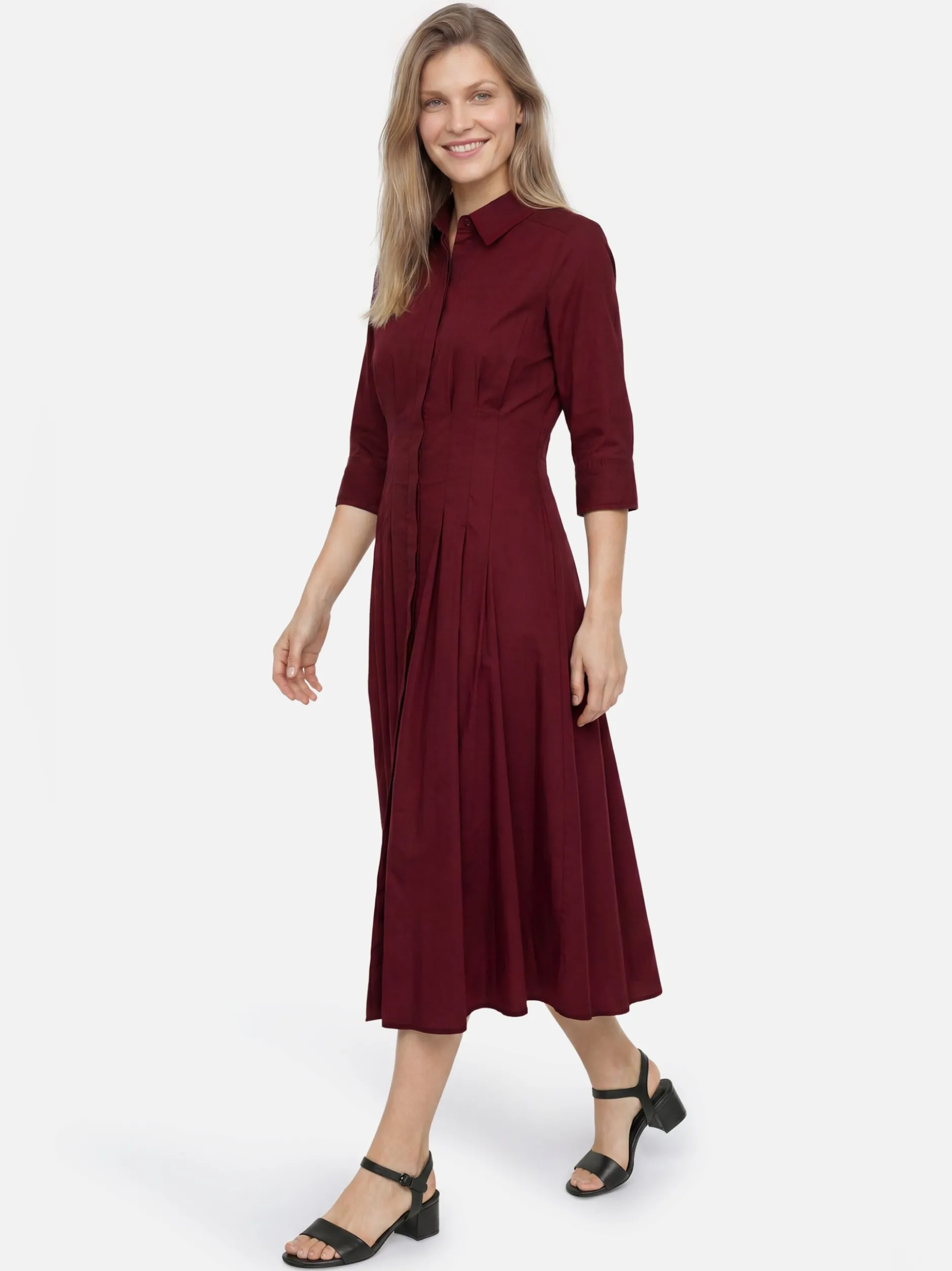 Ambiance Damen Kleid in bordeaux - Ärmel: 3/4 Arm