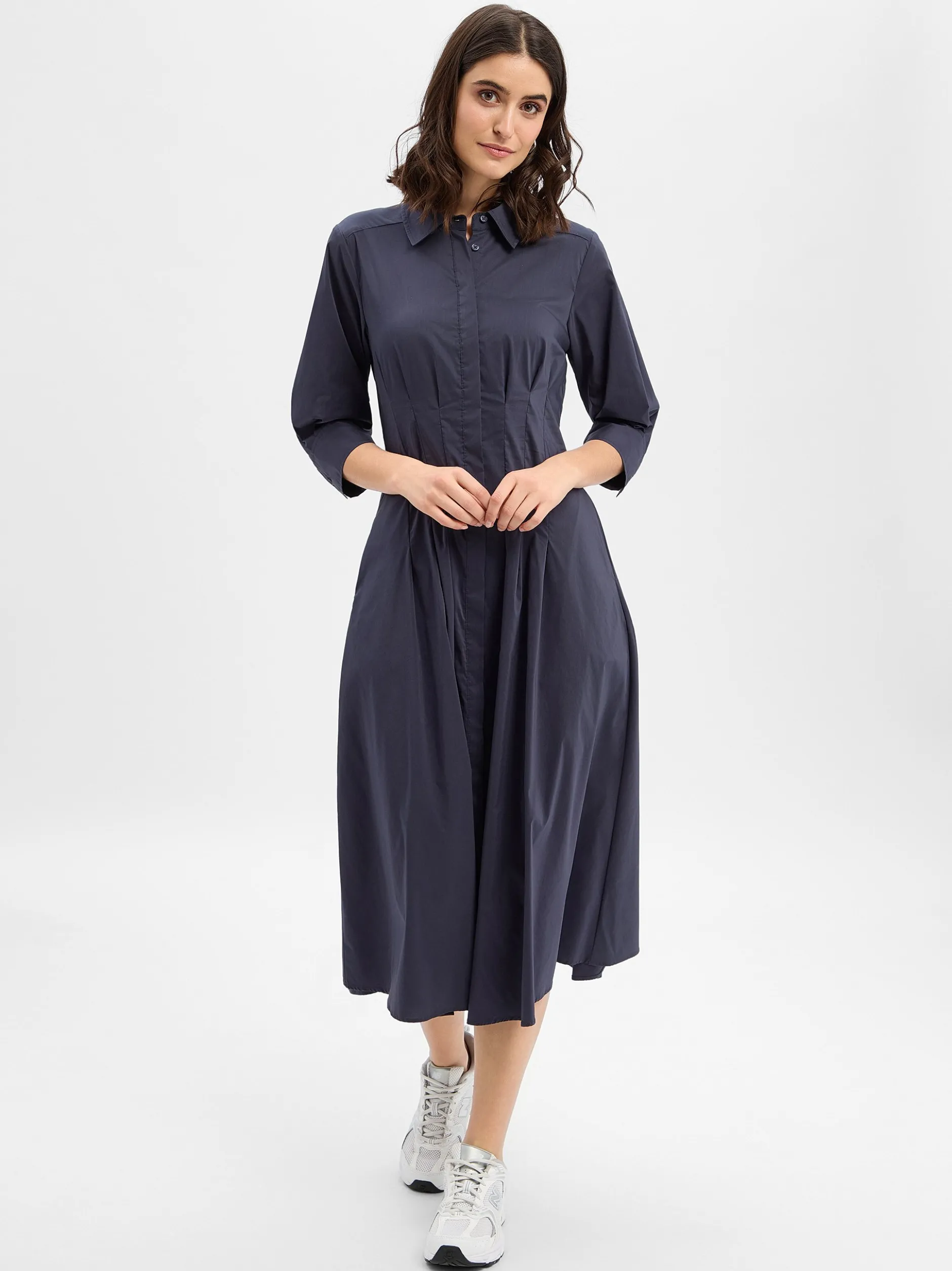 Ambiance Damen Kleid in marine - Ärmel: Halbarm