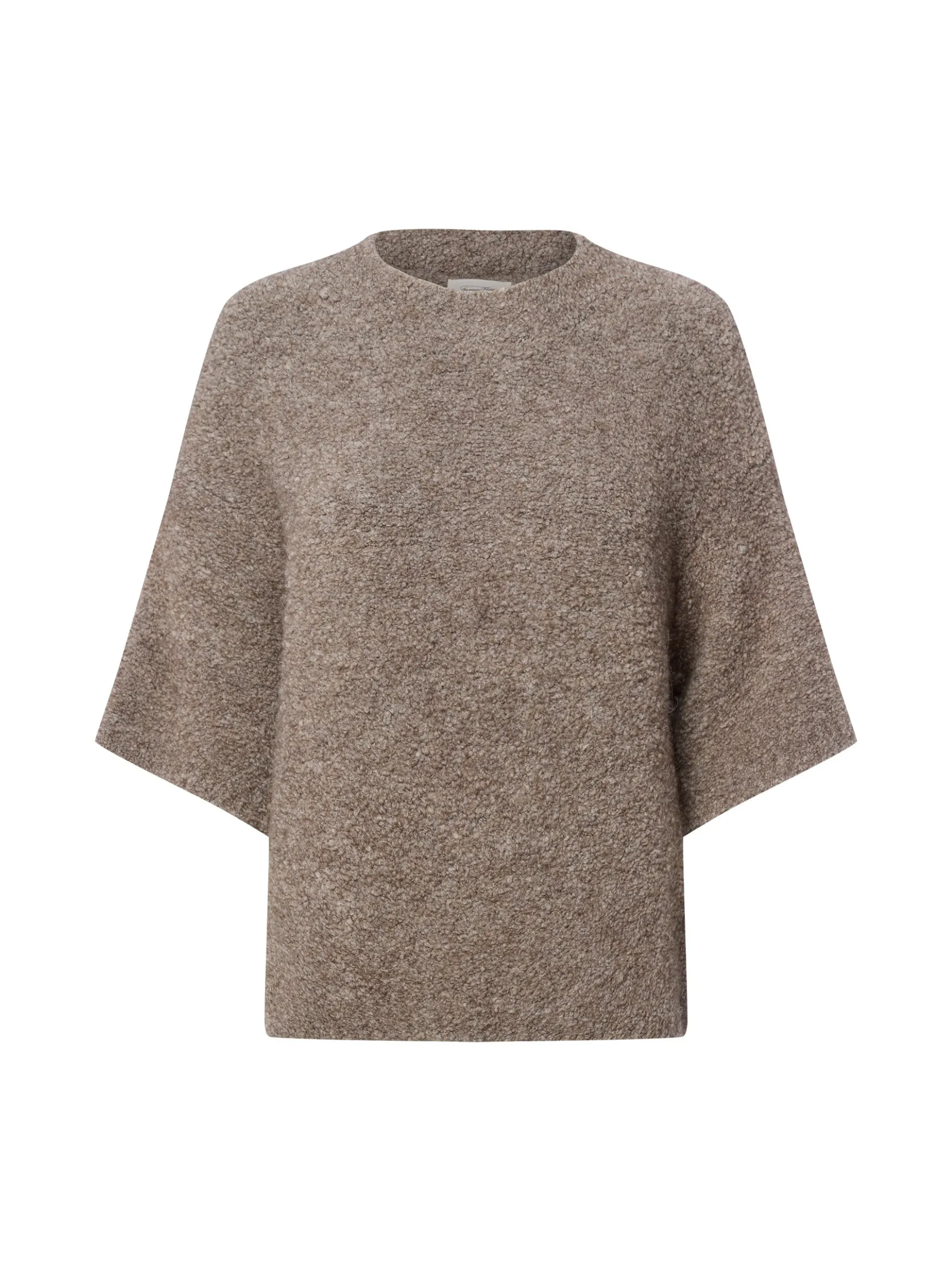 american vintage Damen Kurzarm-Pullover mit Alpaka-Anteil - Zolly in taupe