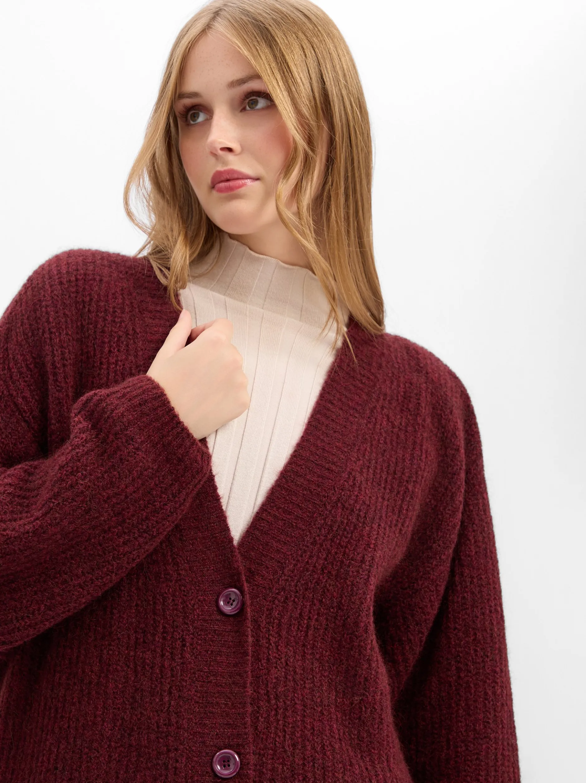 american vintage Damen Strickjacke - East in bordeaux