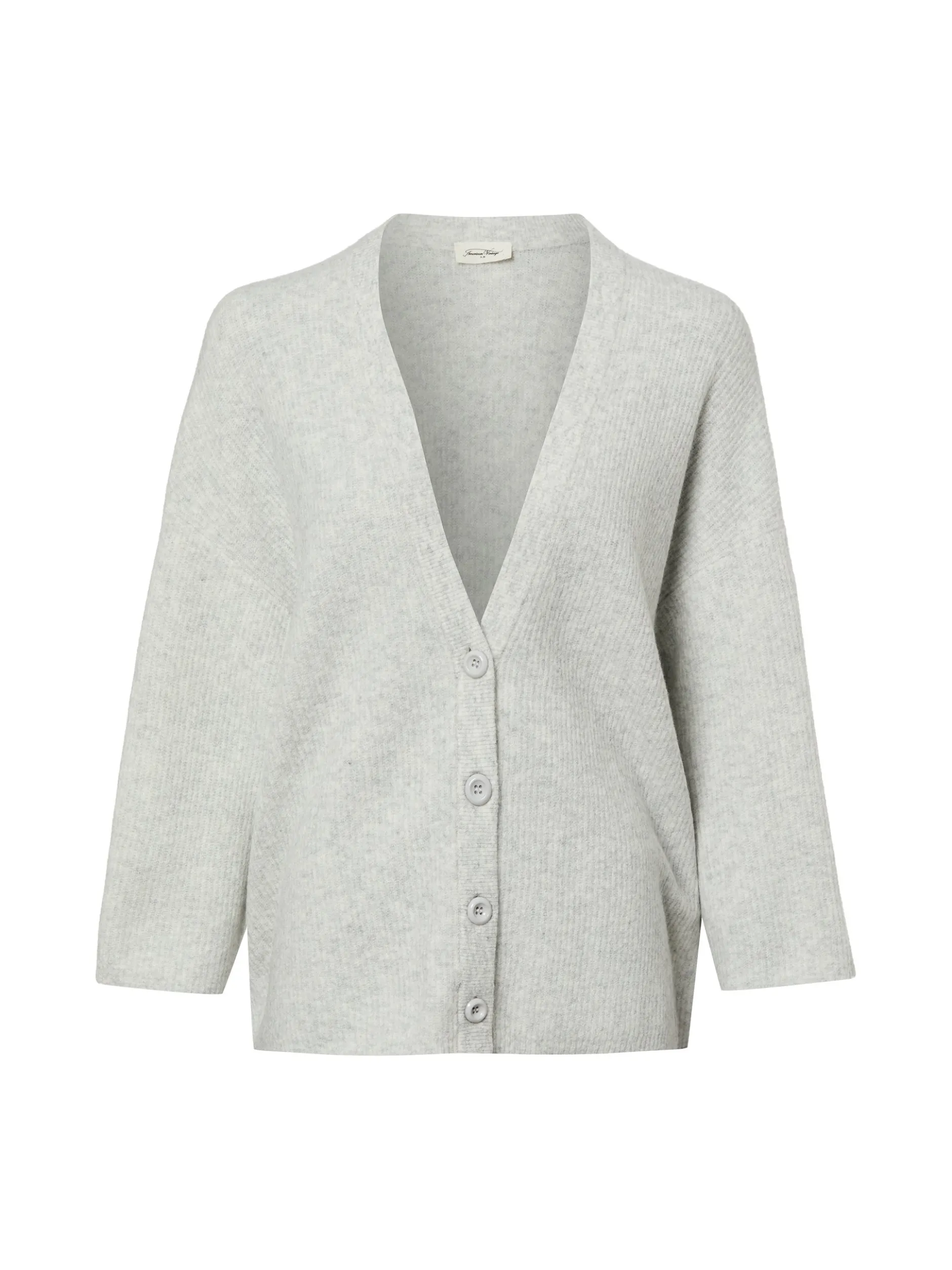 american vintage Damen Strickjacke mit Wolle - Damsville in hellgrau