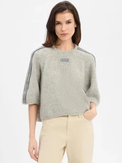 american vintage Damen Strickpullover in hellgrau anthrazit