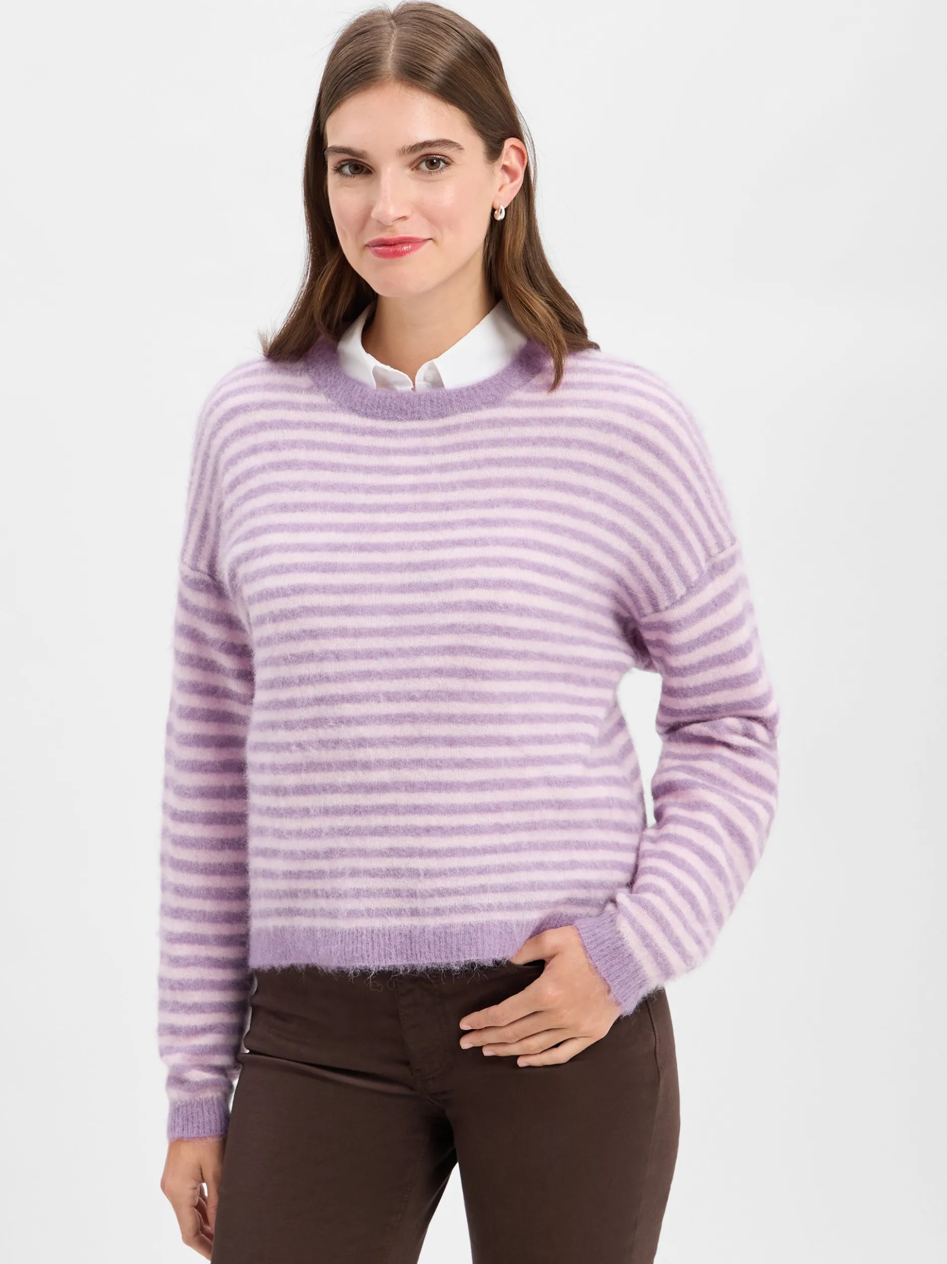 american vintage Damen Strickpullover mit Alpaka-Anteil - Nenybay in flieder ecru