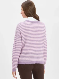 american vintage Damen Strickpullover mit Alpaka-Anteil - Nenybay in flieder ecru