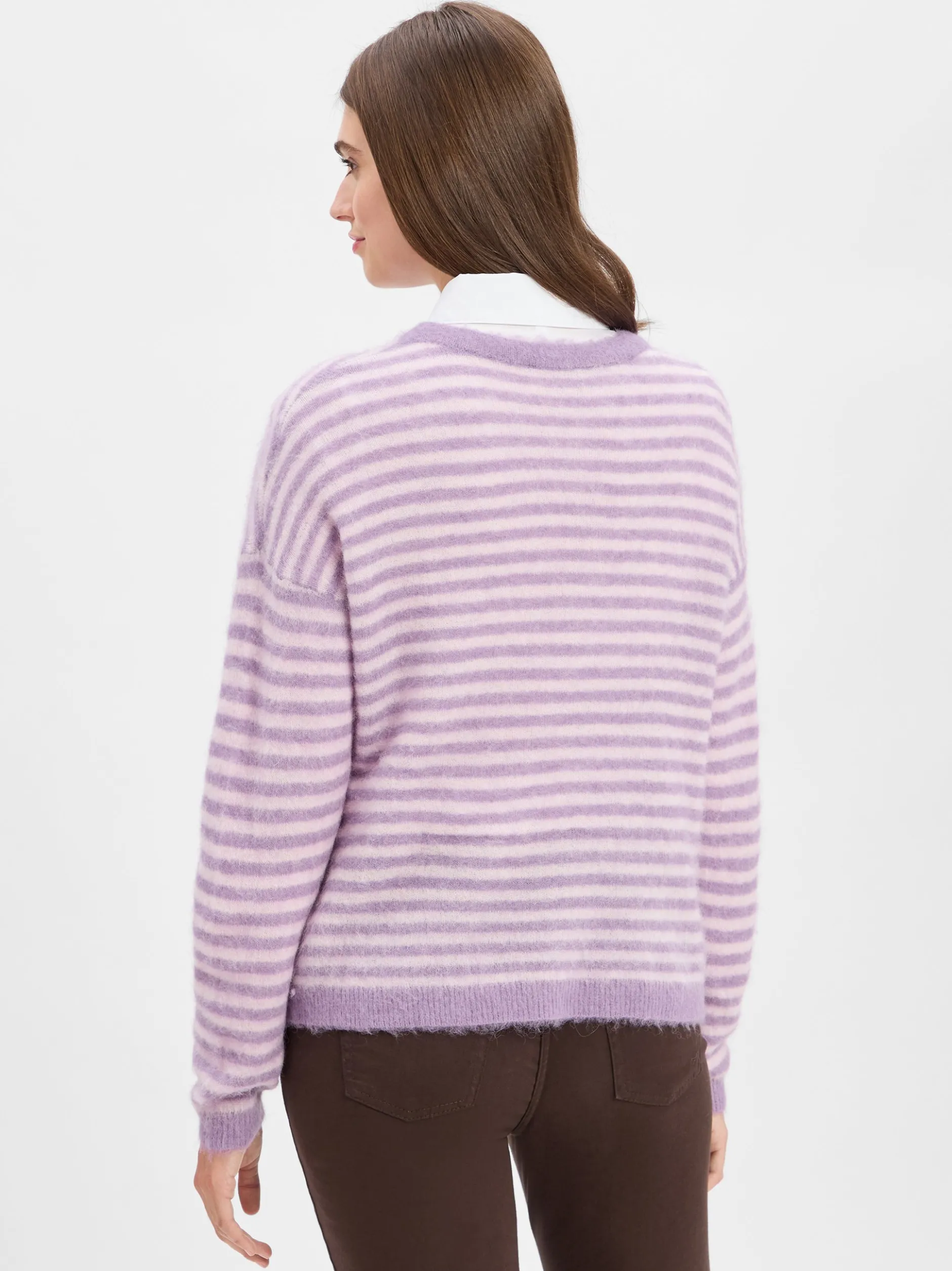 american vintage Damen Strickpullover mit Alpaka-Anteil - Nenybay in flieder ecru