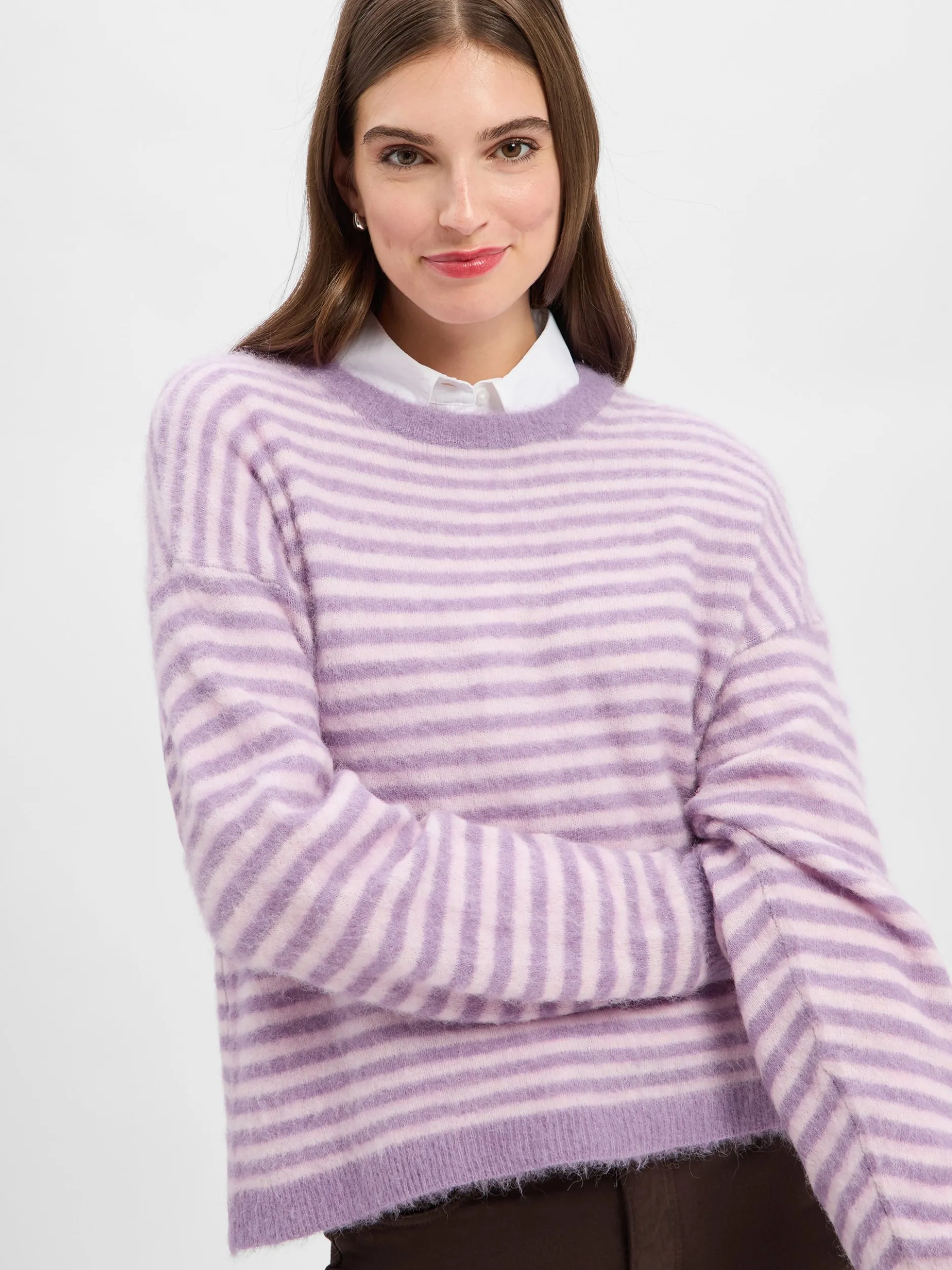 american vintage Damen Strickpullover mit Alpaka-Anteil - Nenybay in flieder ecru