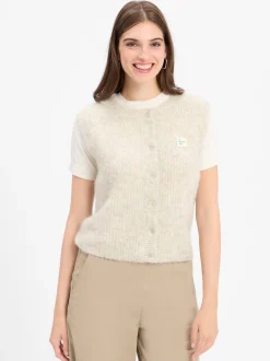 american vintage Damen Strickweste mit Alpaka-Anteil - East in beige hellgrau