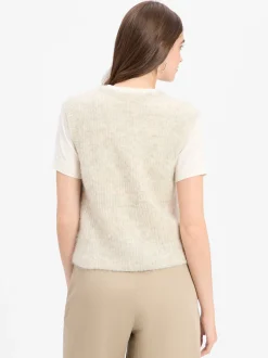 american vintage Damen Strickweste mit Alpaka-Anteil - East in beige hellgrau