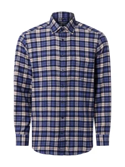 Andrew James Herren Flanellhemd in sand blau