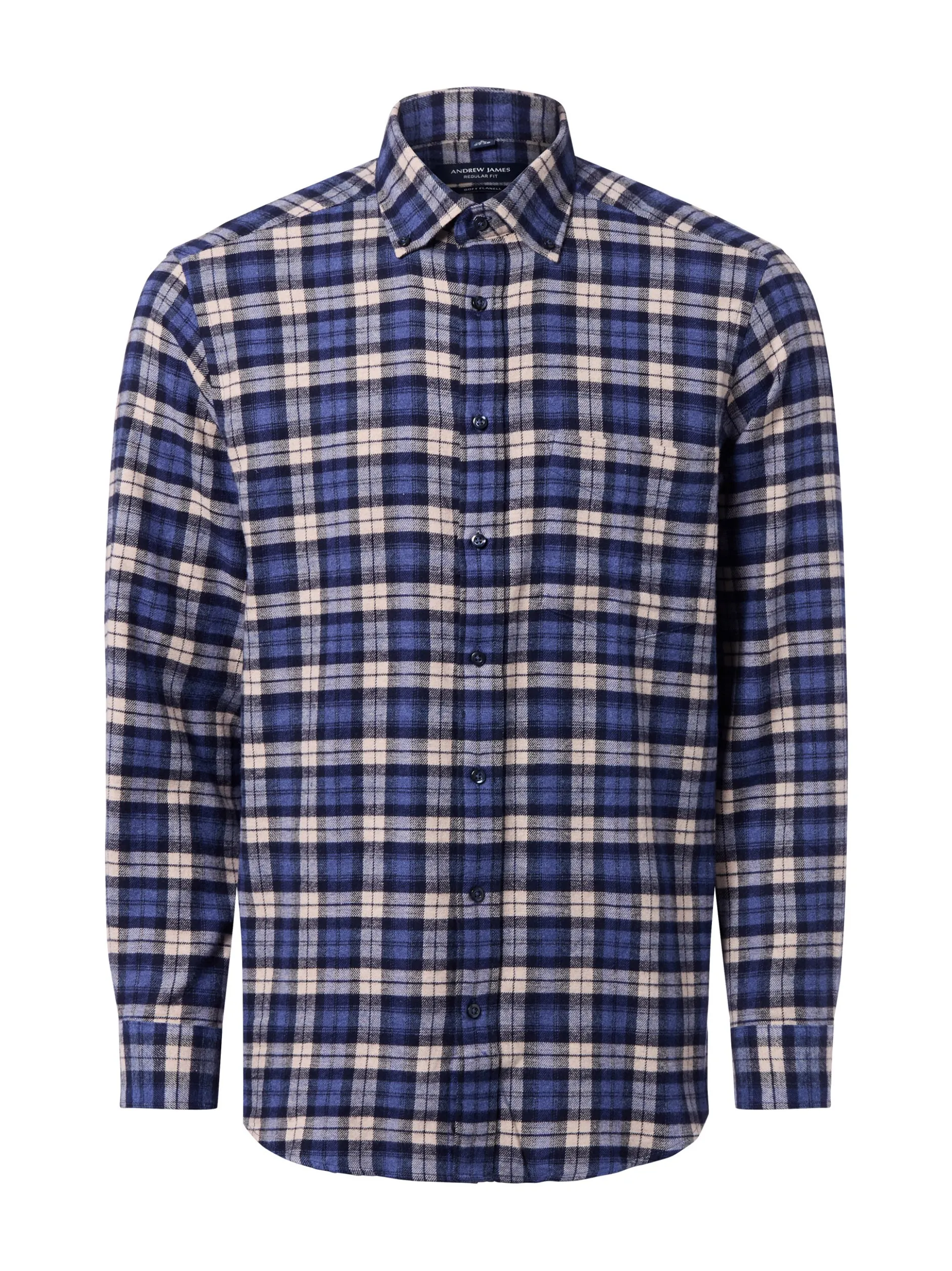 Andrew James Herren Flanellhemd in sand blau