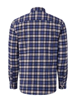Andrew James Herren Flanellhemd in sand blau