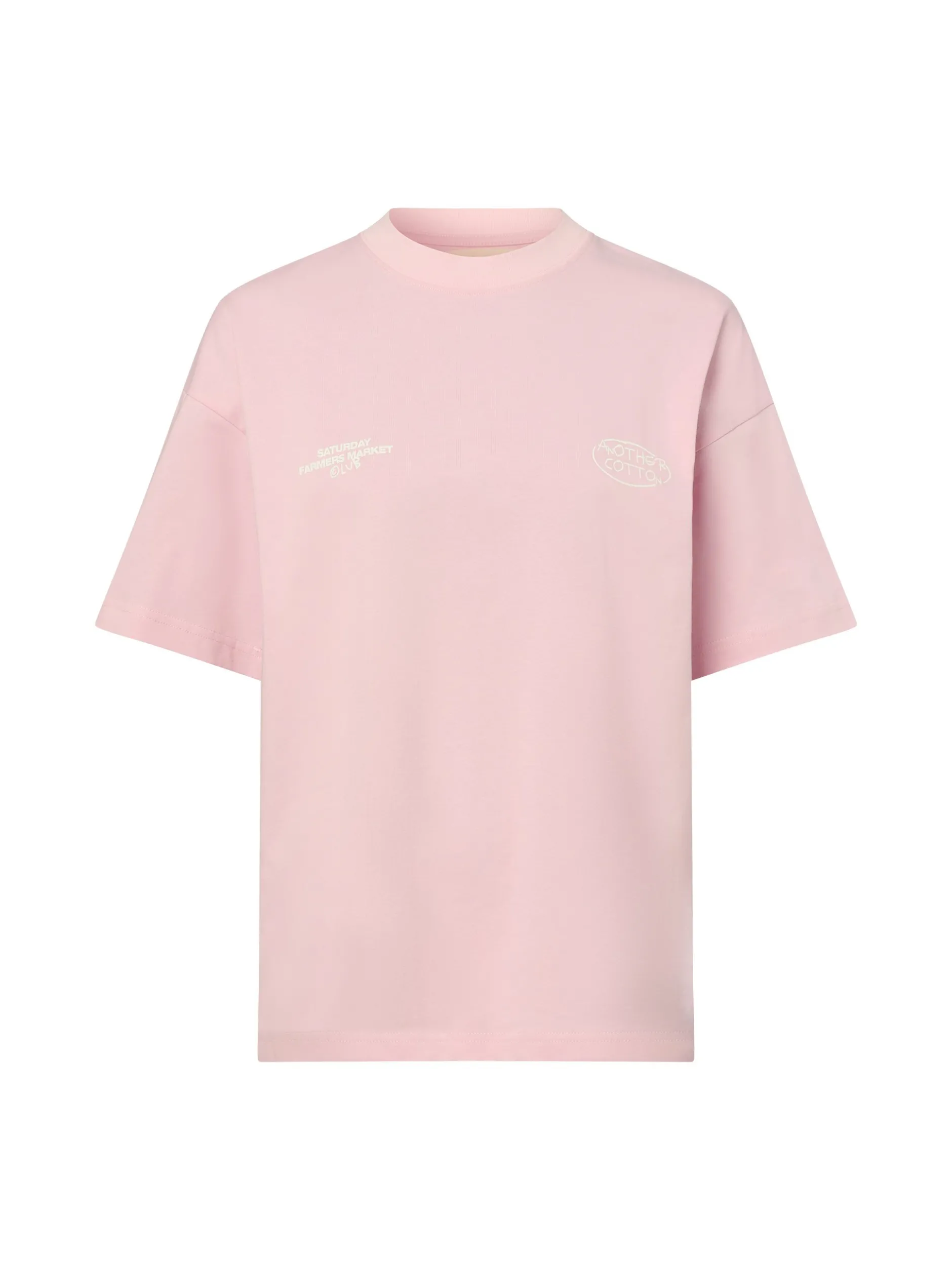 Another Cotton Lab Damen T-Shirt - Good Mood in rosa weiß
