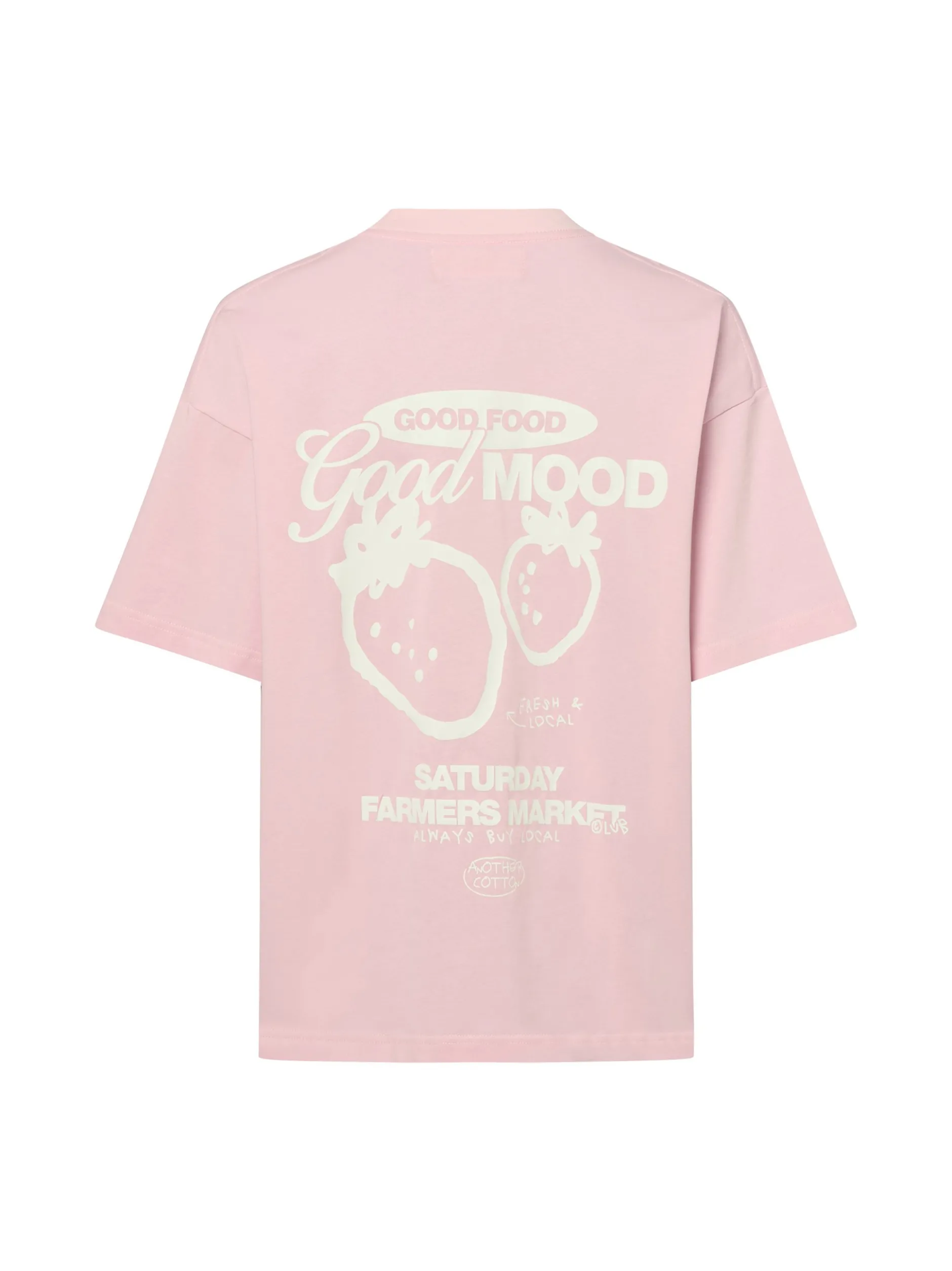 Another Cotton Lab Damen T-Shirt - Good Mood in rosa weiß