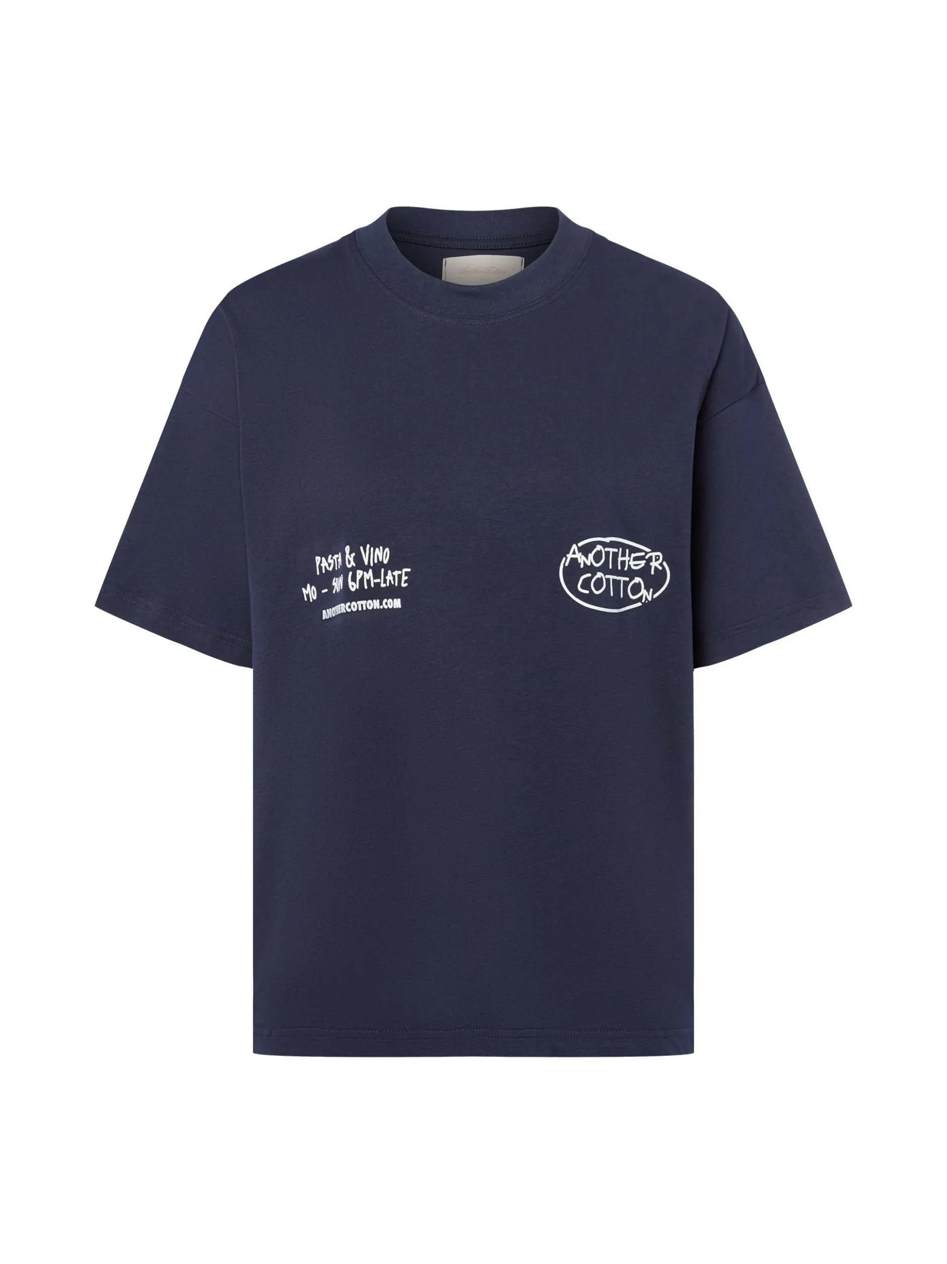 Another Cotton Lab Damen T-Shirt - Pasta Night in marine weiß