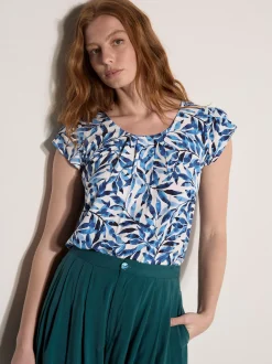 Apricot Damen Bluse in blau - Ausschnitt: Rundhals