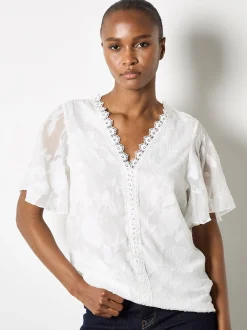 Apricot Damen Bluse in ecru - Ausschnitt: V-Ausschnitt