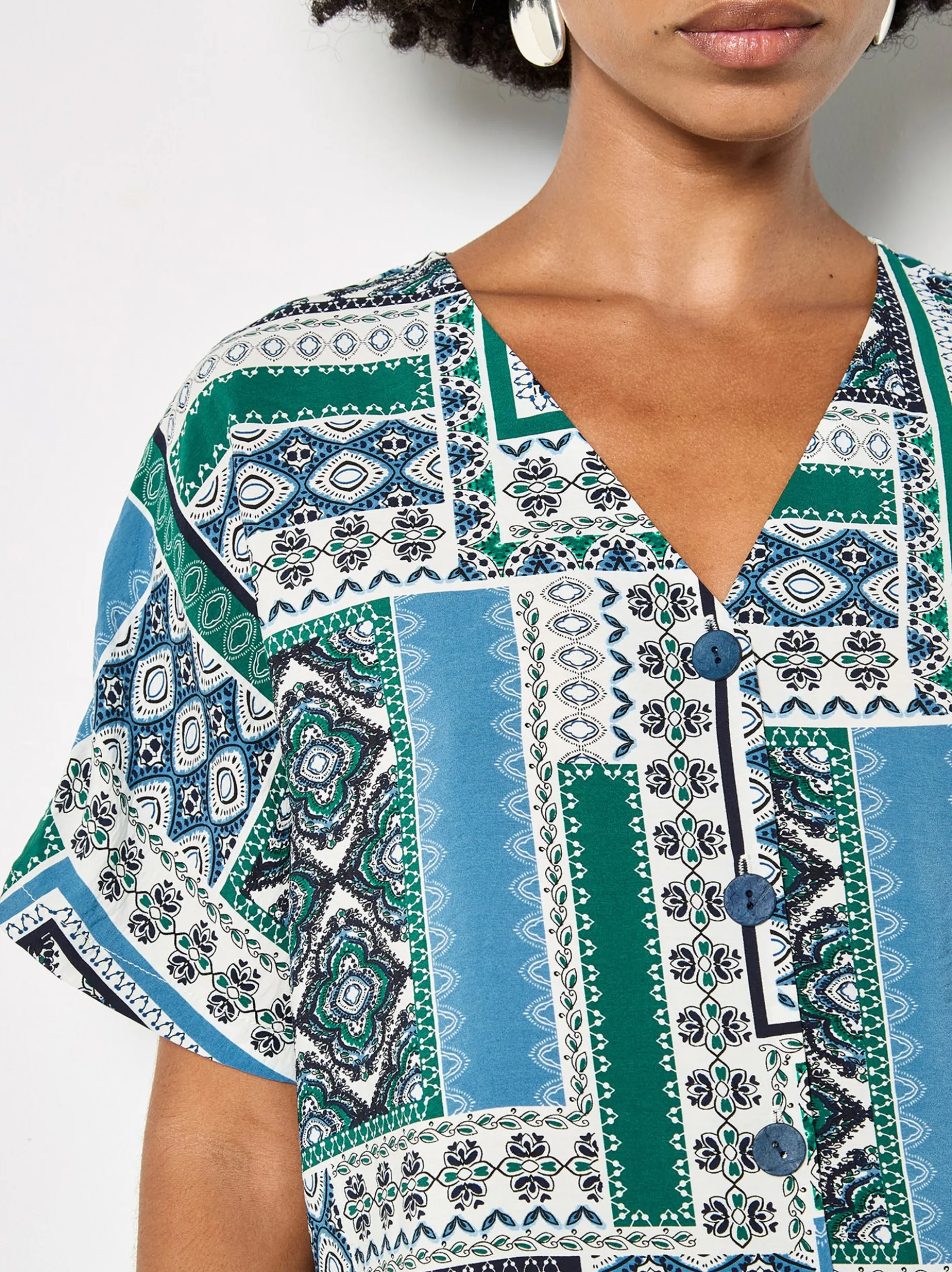 Apricot Damen Bluse in mehrfarbig blau - Ärmel: kurzarm