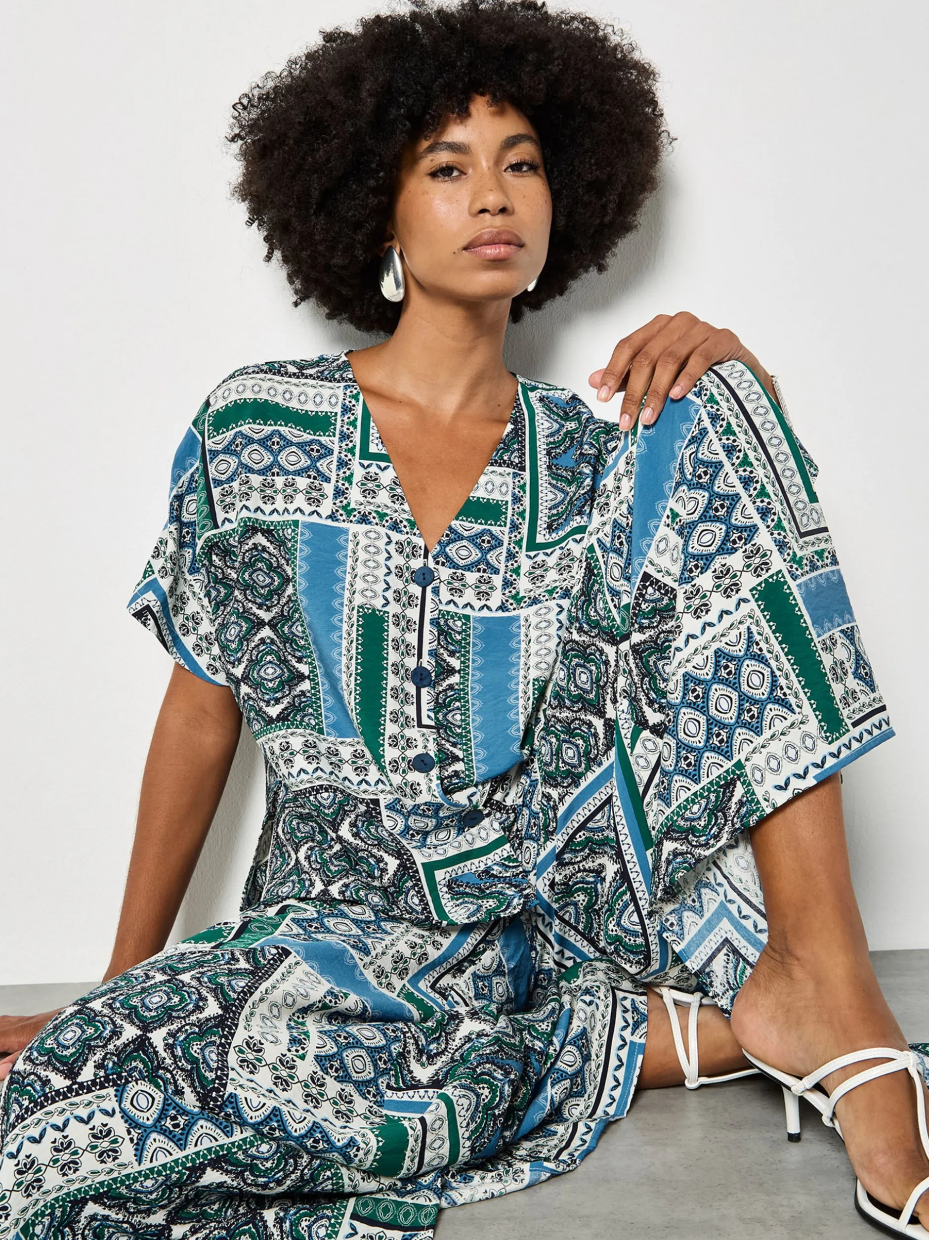 Apricot Damen Bluse in mehrfarbig blau - Ärmel: kurzarm