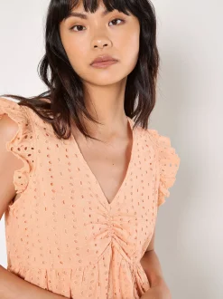 Apricot Damen Bluse in orange - Ärmel: extra kurz