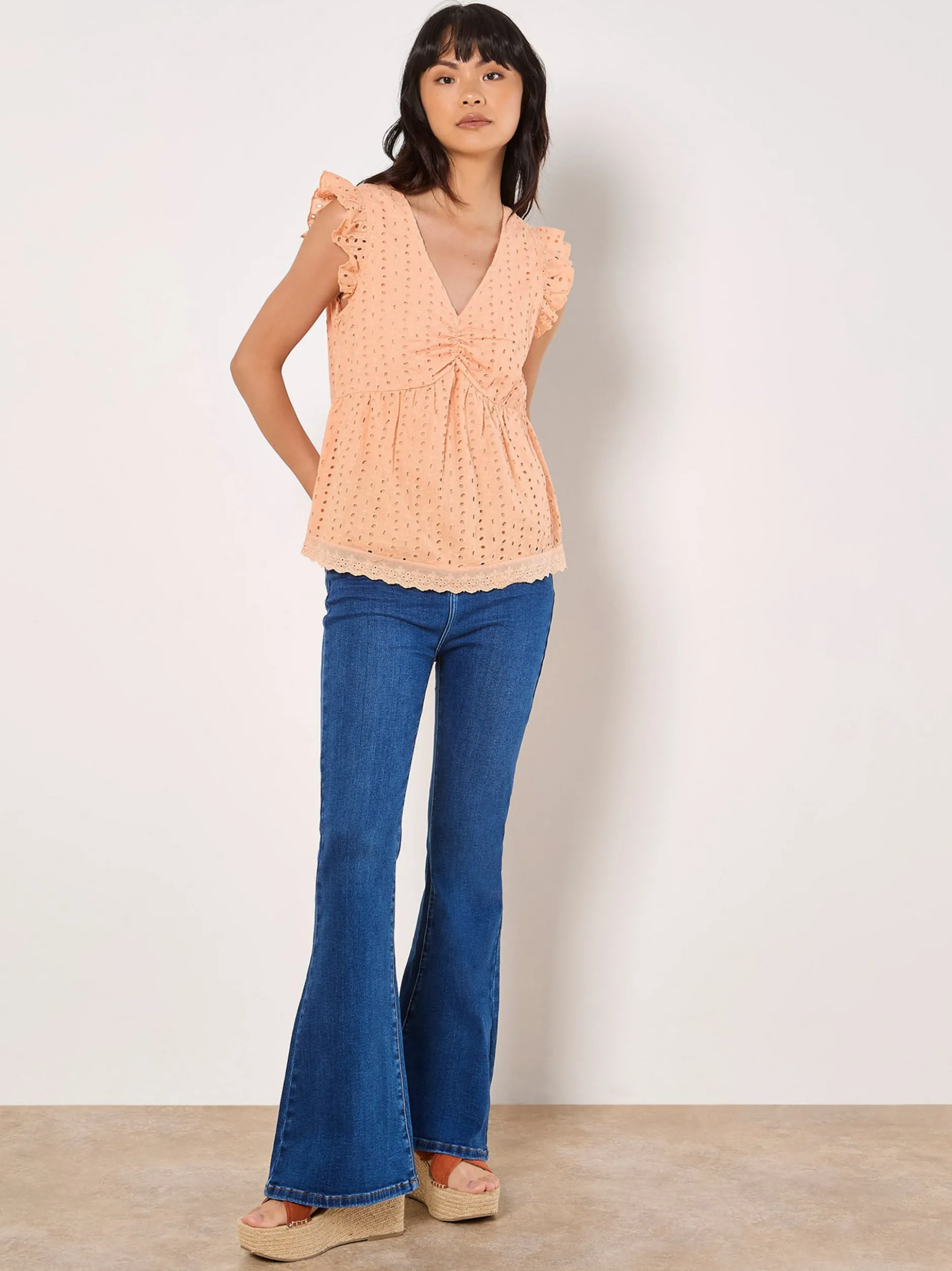Apricot Damen Bluse in orange - Ärmel: extra kurz