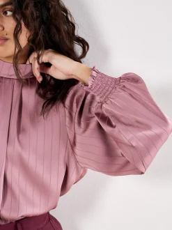 Apricot Damen Bluse in purple - Ausschnitt: Stehkragen