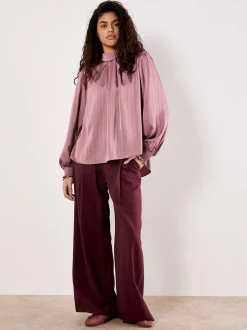 Apricot Damen Bluse in purple - Ausschnitt: Stehkragen