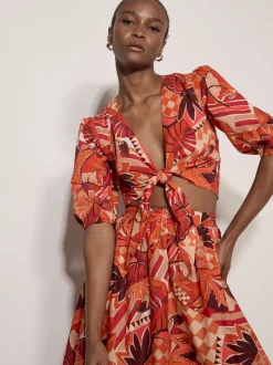 Apricot Damen Bluse in rot - Ausschnitt: V-Ausschnitt