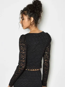 Apricot Damen Bluse in schwarz - Ausschnitt: U-Boot