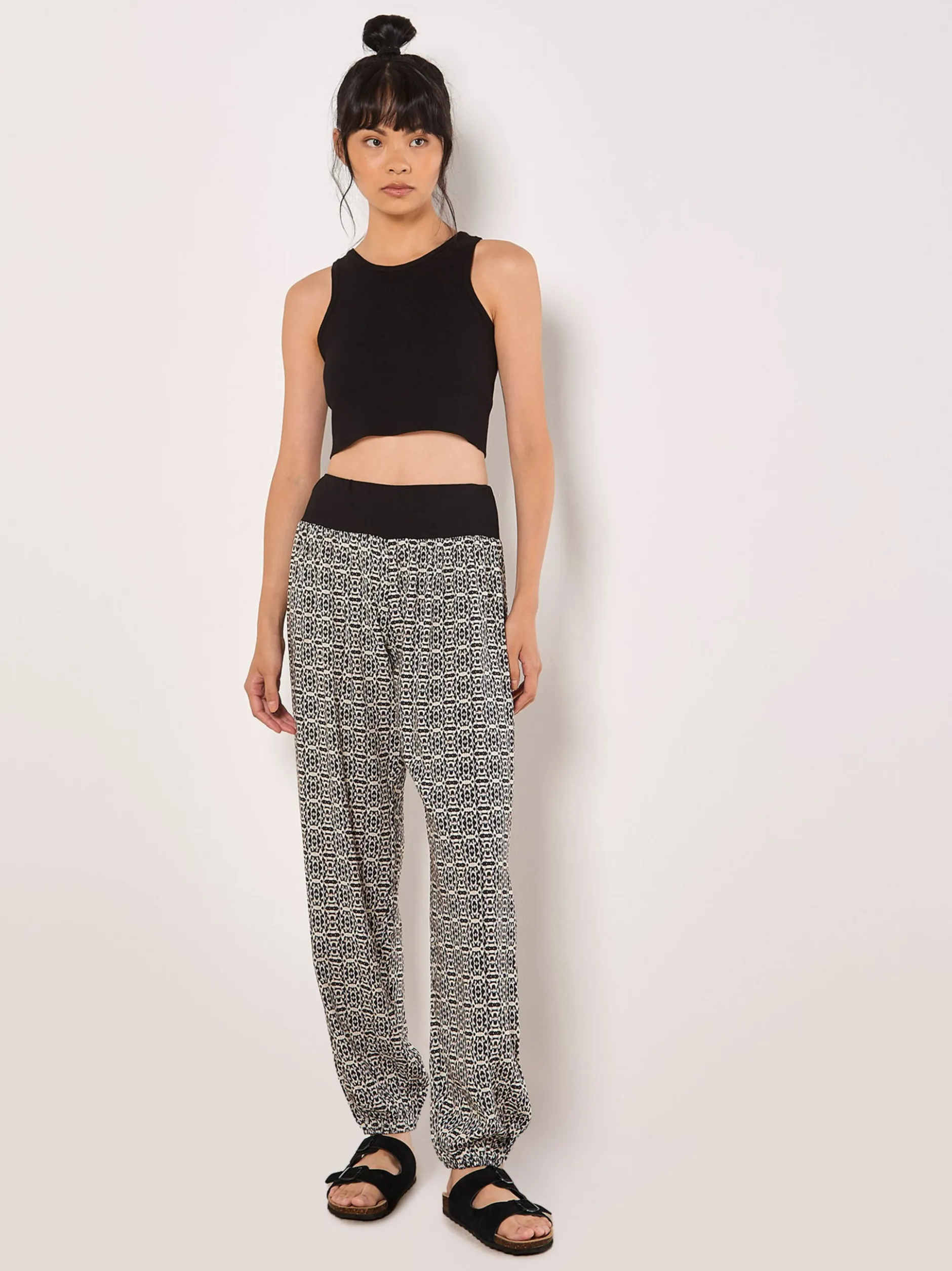 Apricot Damen Hose in schwarz weiß - Länge: lang
