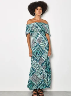 Apricot Damen Maxikleid in blau - Ausschnitt: Karree