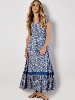 Apricot Damen Maxikleid in blau - Länge: lang