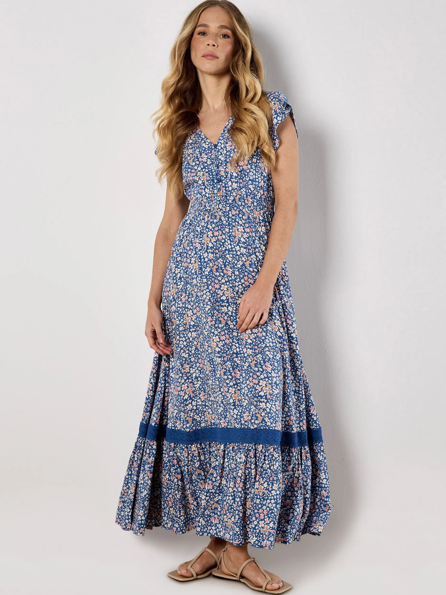 Apricot Damen Maxikleid in blau - Länge: lang