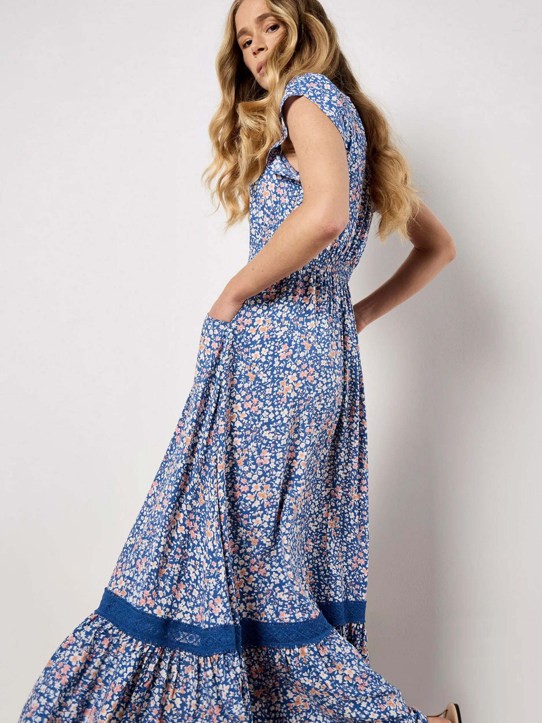 Apricot Damen Maxikleid in blau - Länge: lang