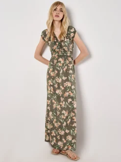 Apricot Damen Maxikleid in grün mehrfarbig - Länge: lang