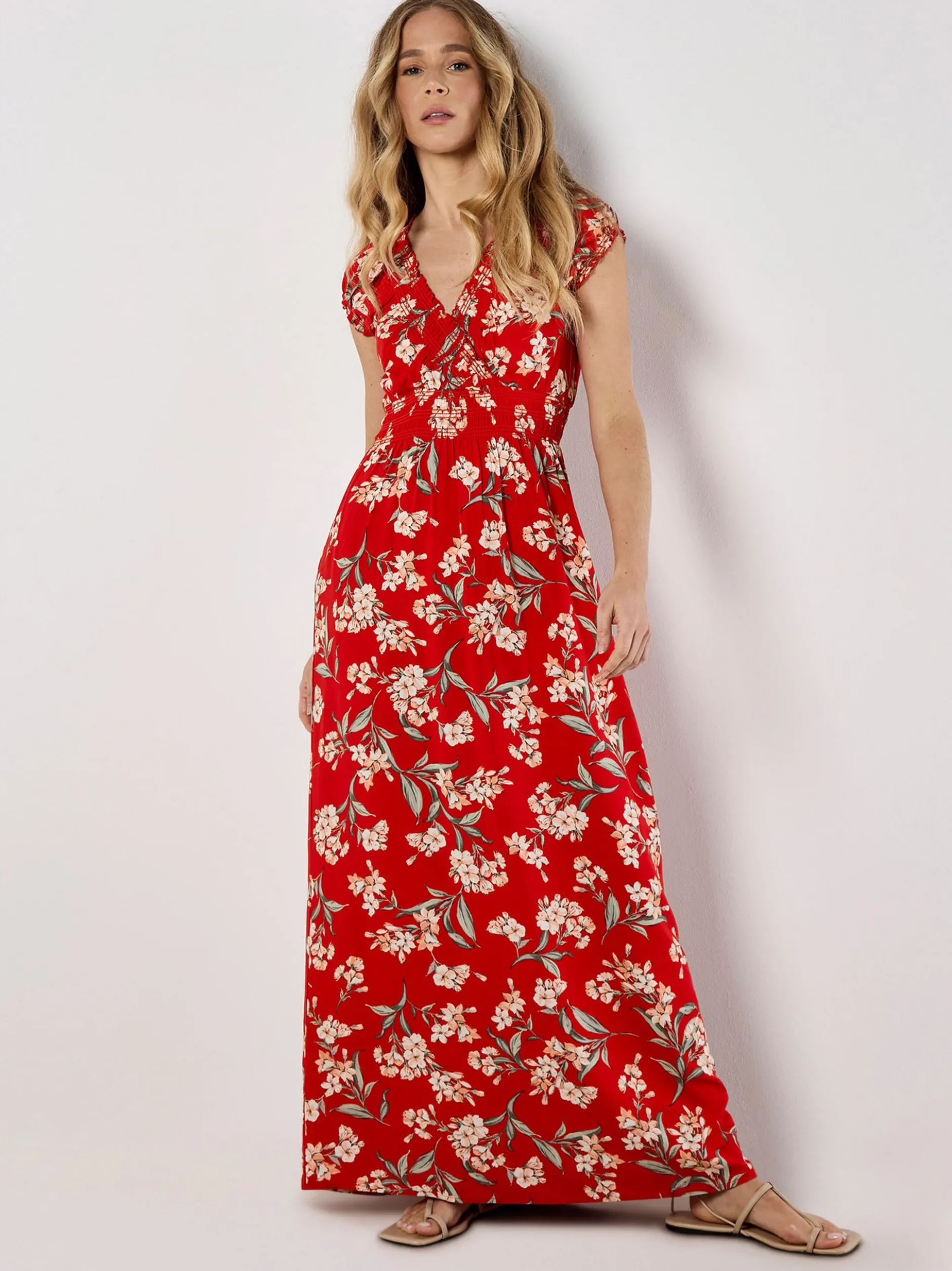 Apricot Damen Maxikleid in rot mehrfarbig - Länge: lang