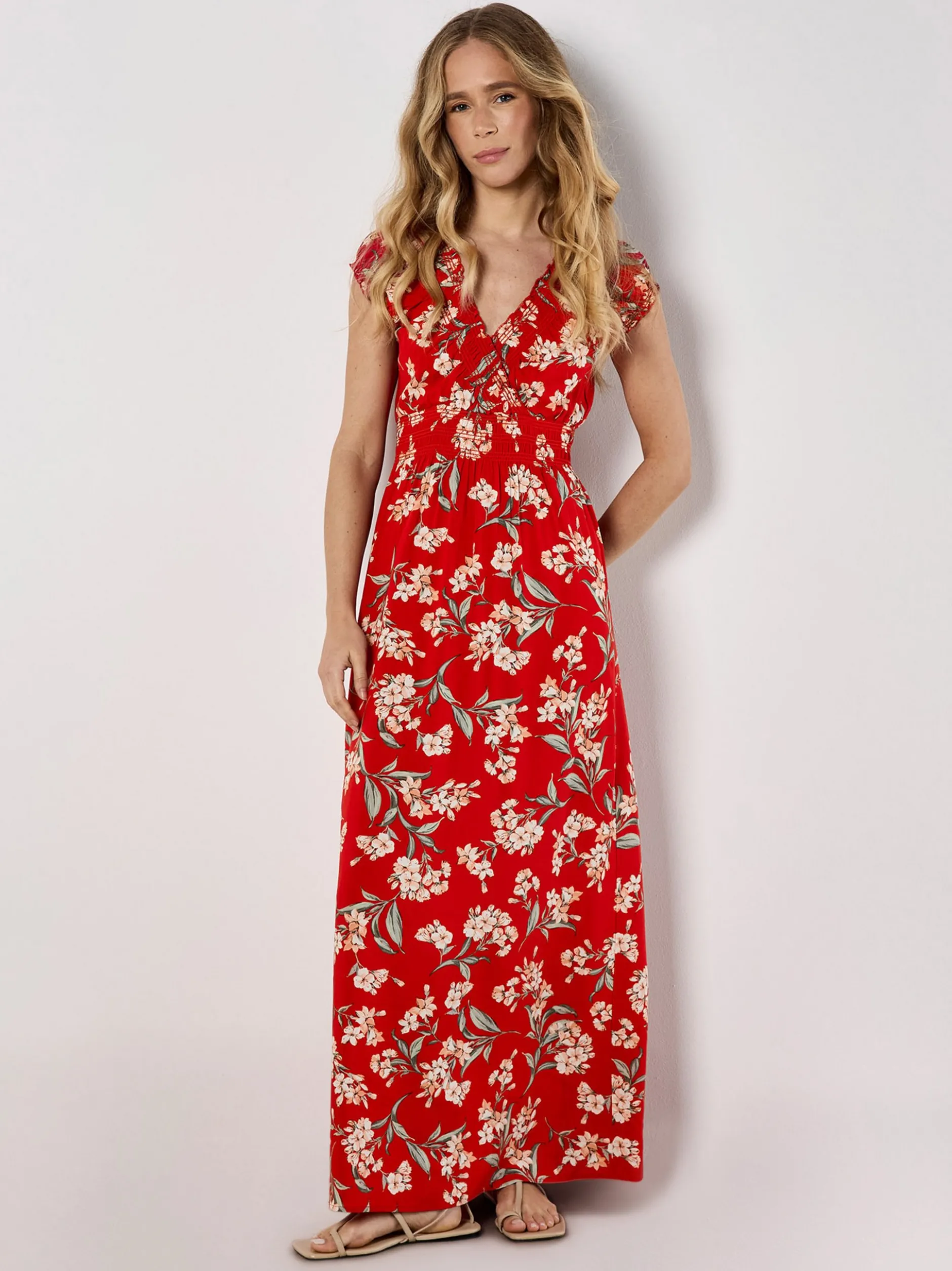 Apricot Damen Maxikleid in rot mehrfarbig - Länge: lang