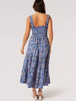 Apricot Damen Midikleid in blau - Ausschnitt: Karree