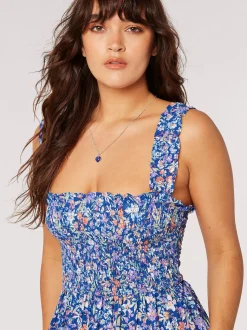 Apricot Damen Midikleid in blau - Ausschnitt: Karree