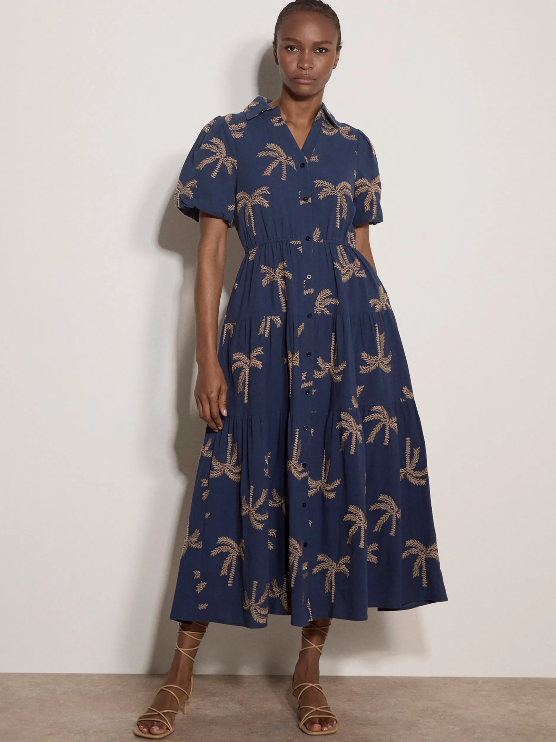 Apricot Damen Midikleid in blau mehrfarbig - Länge: midi