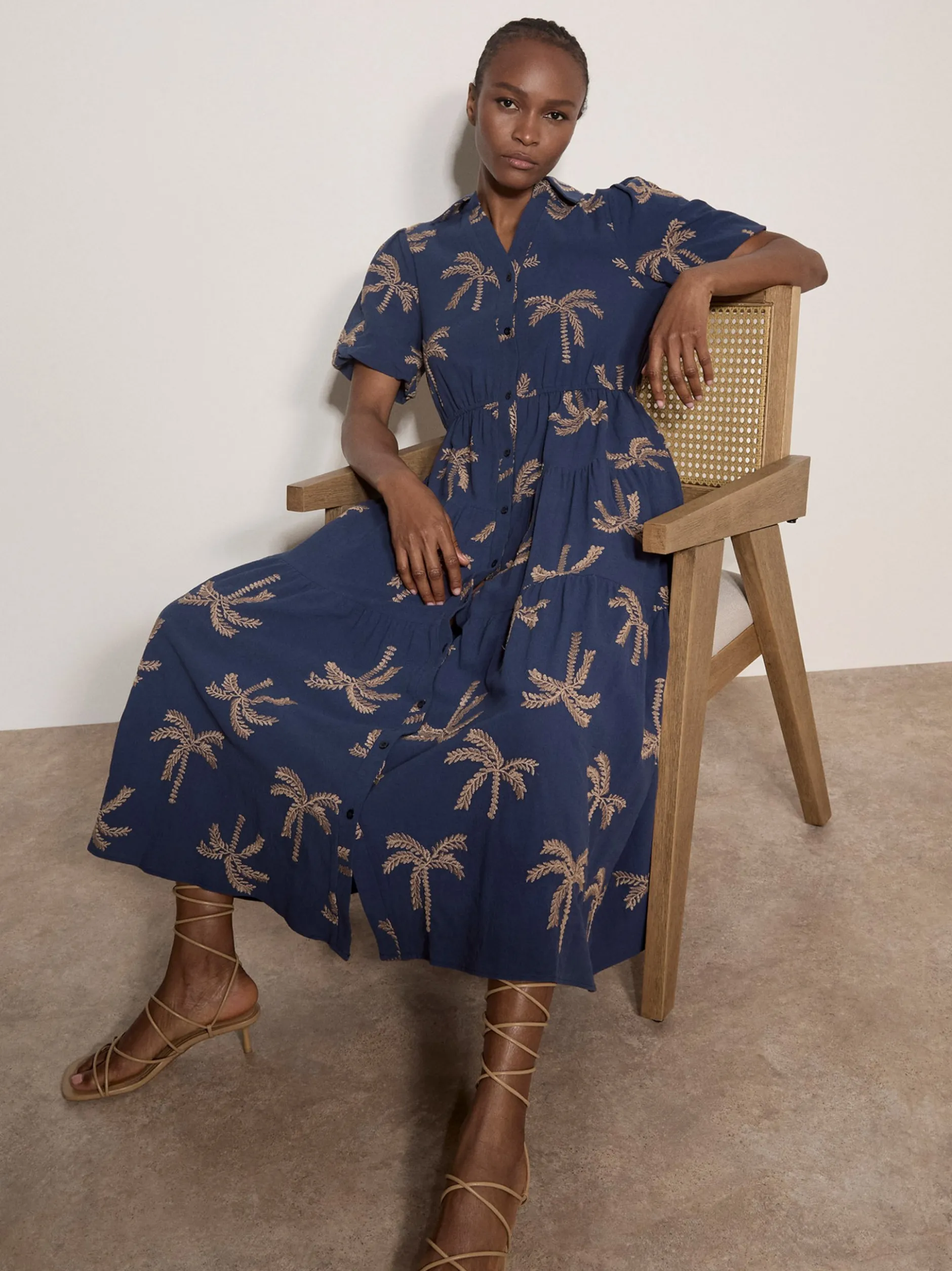 Apricot Damen Midikleid in blau mehrfarbig - Länge: midi