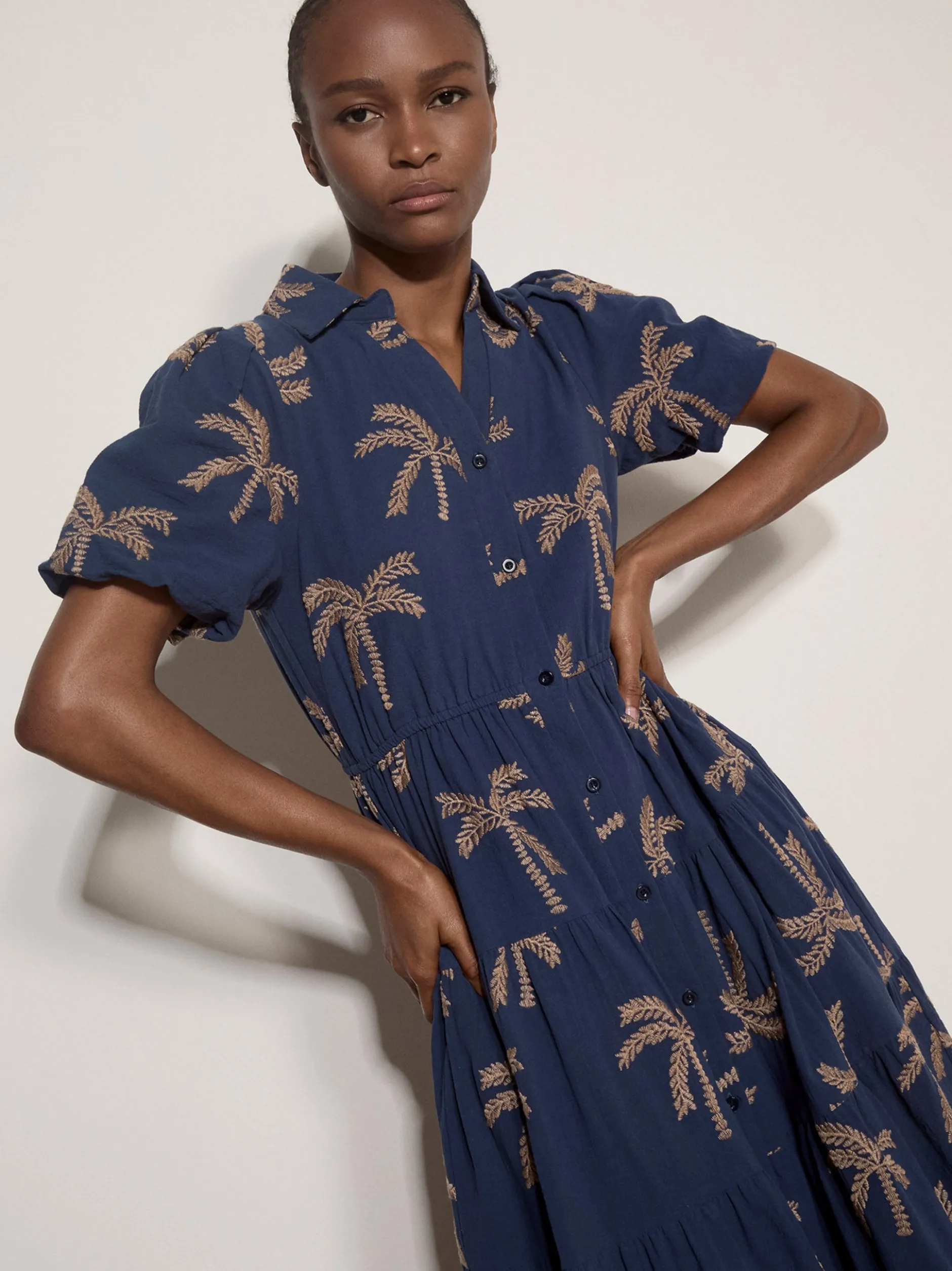 Apricot Damen Midikleid in blau mehrfarbig - Länge: midi