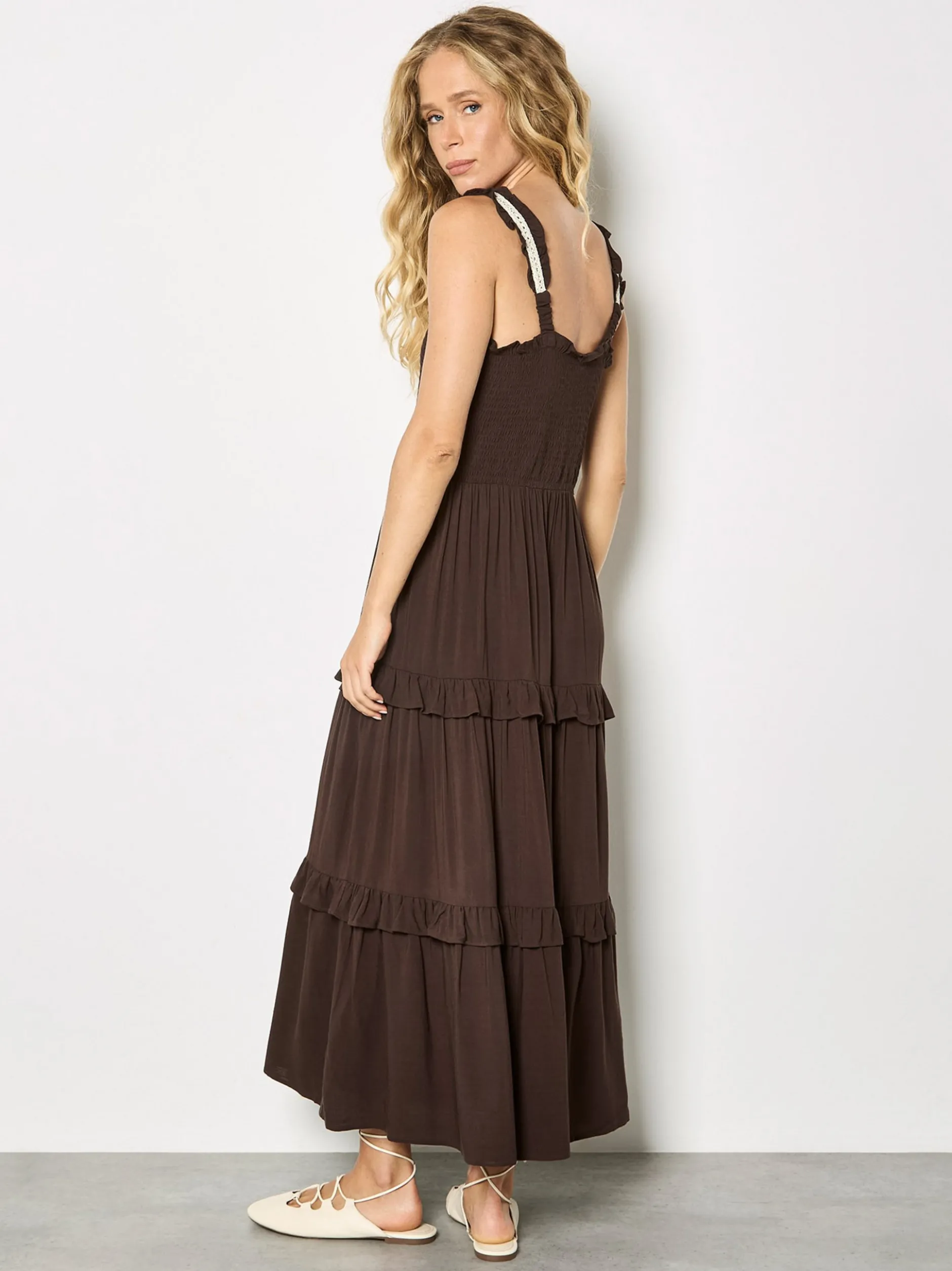 Apricot Damen Midikleid in braun - Ausschnitt: Karree