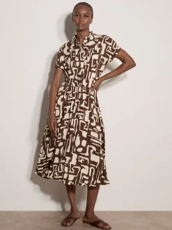 Apricot Damen Midikleid in braun beige - Länge: midi