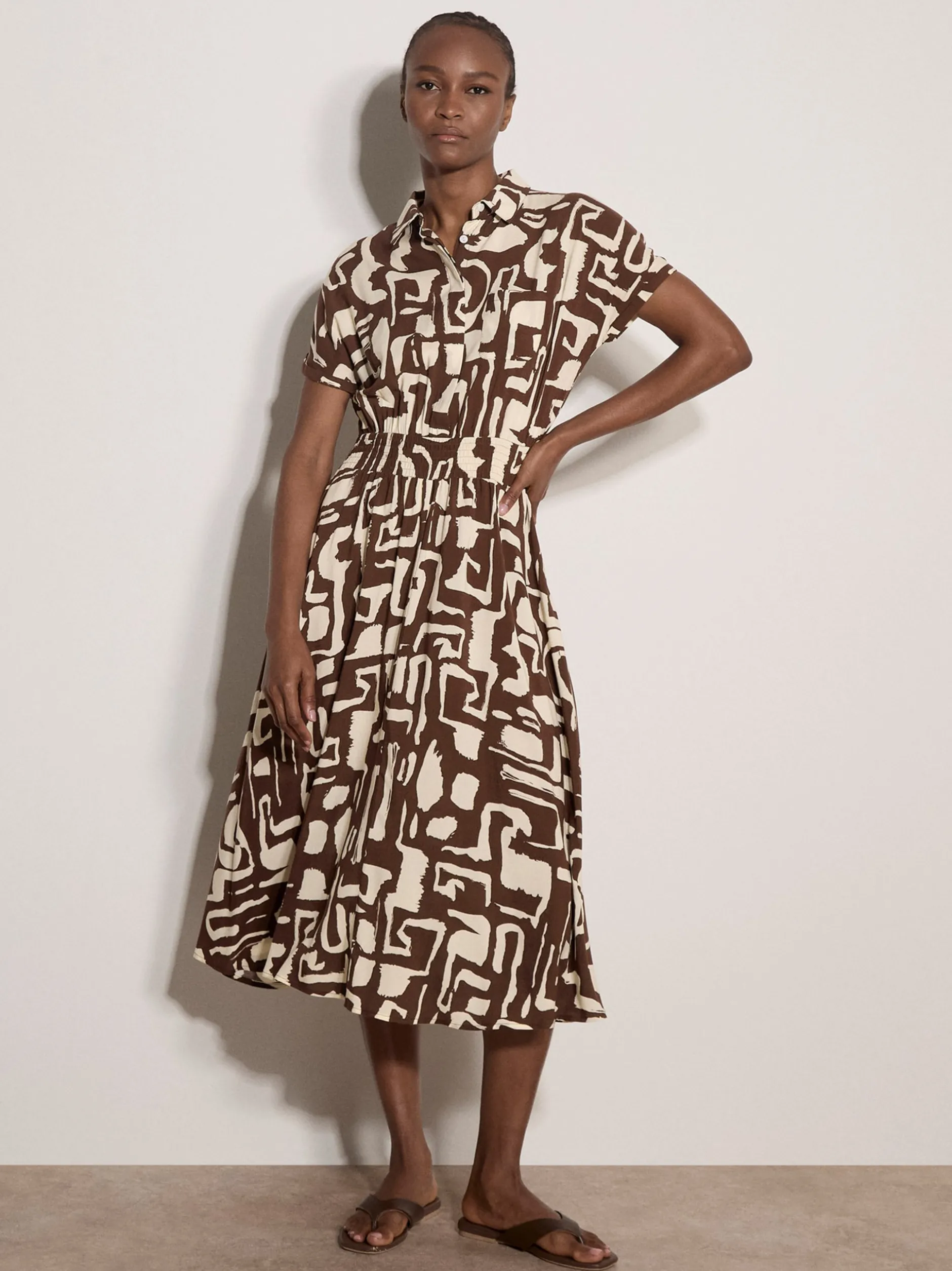 Apricot Damen Midikleid in braun beige - Länge: midi